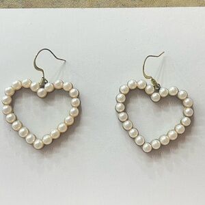 Elegant Pearl Heart Earrings